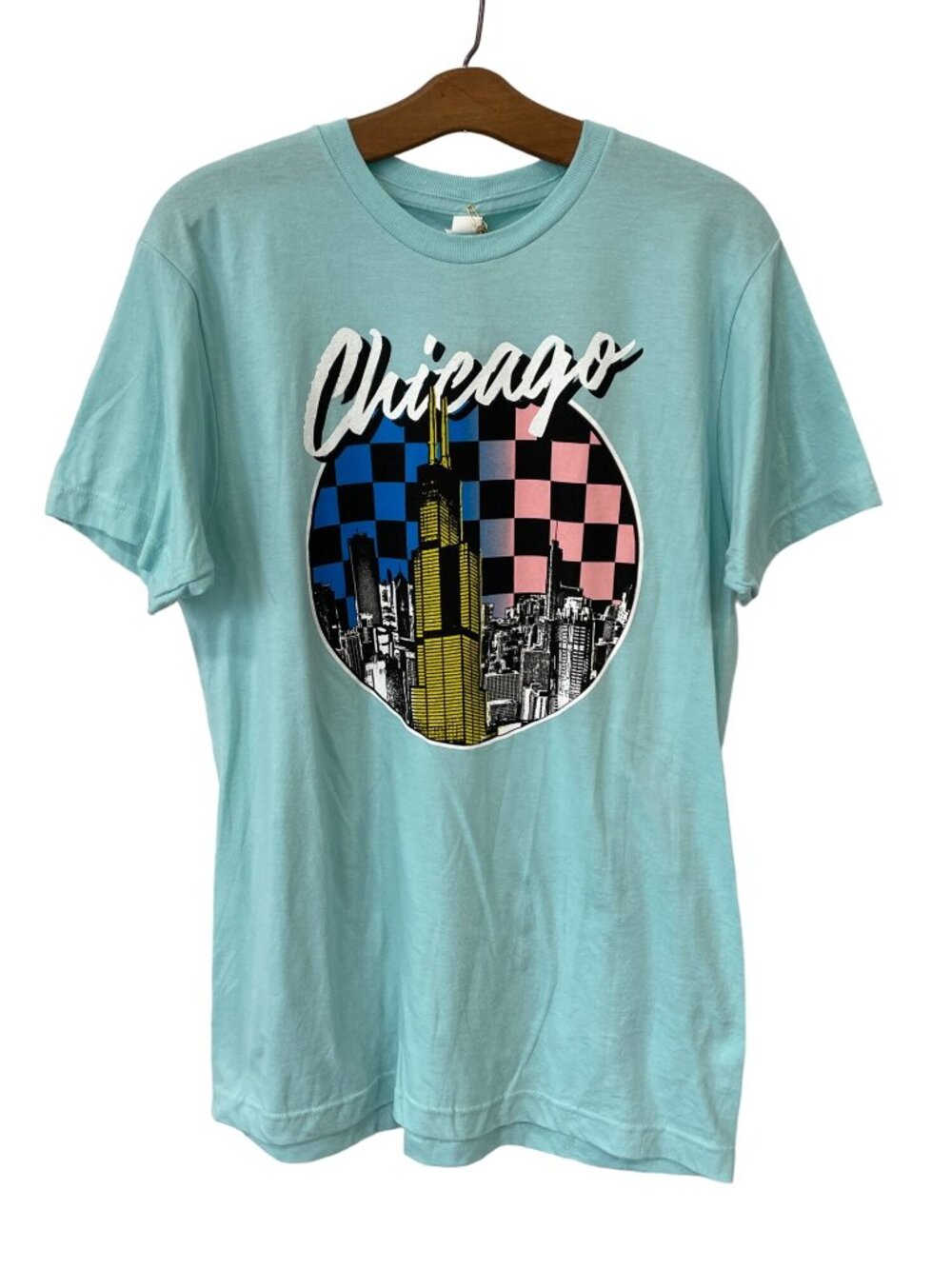 Good Land Supply Co. Graphic Tee Medium Chicago Crewneck Cotton Poly Blue NEW